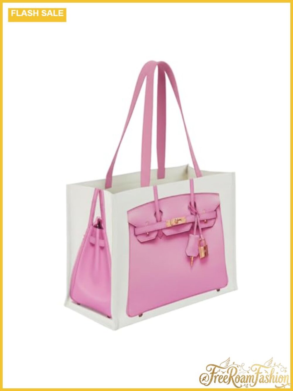 Large Canvas Tote Bag Foldable Shoulder Bag Luxury-Inspired Print Gift for Women